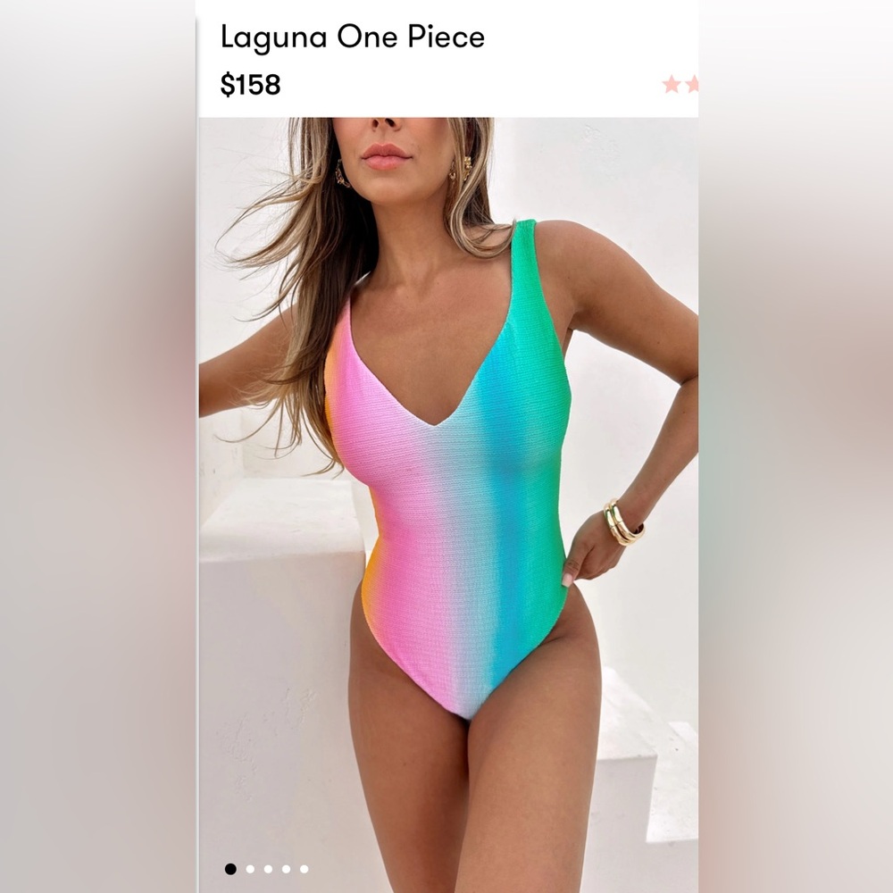 NWOT One Piece Swimsuit - Rainbow Gradient Pink, Teal, Blue, and Yellow 2X